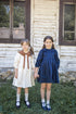 Belati Navy Dress with Ruffled Bow Collar