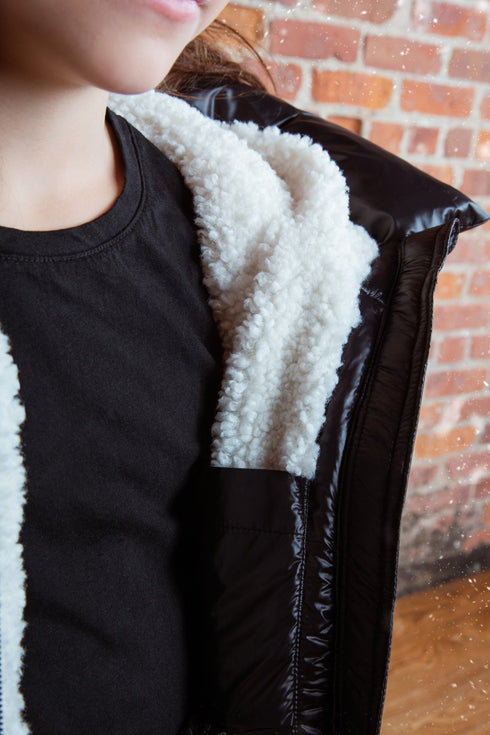 Ellabee Black Jacket with White Shearling