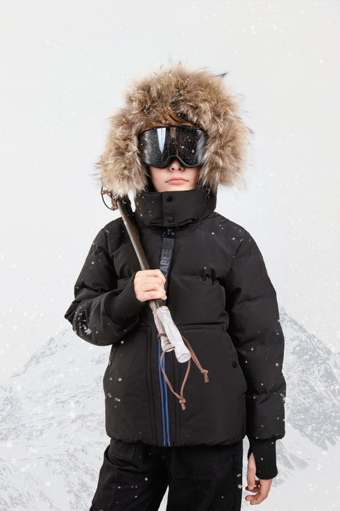 Ellabee Coat with Blue Zipper & Natural Fur