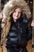 Ellabee Coat with Red Zipper & Natural Fur