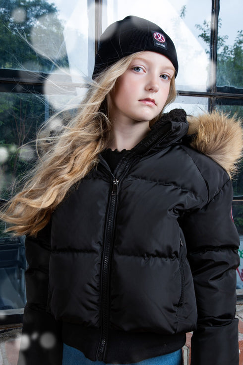 Ellabee Black Bomber with Natural Fur