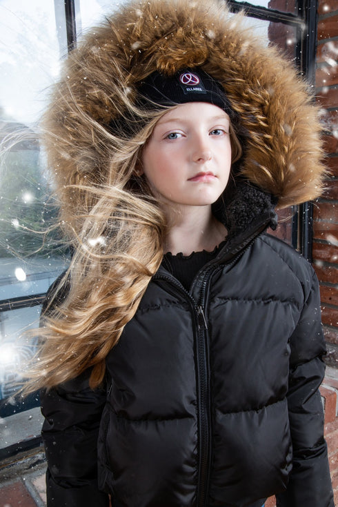 Ellabee Black Bomber with Natural Fur