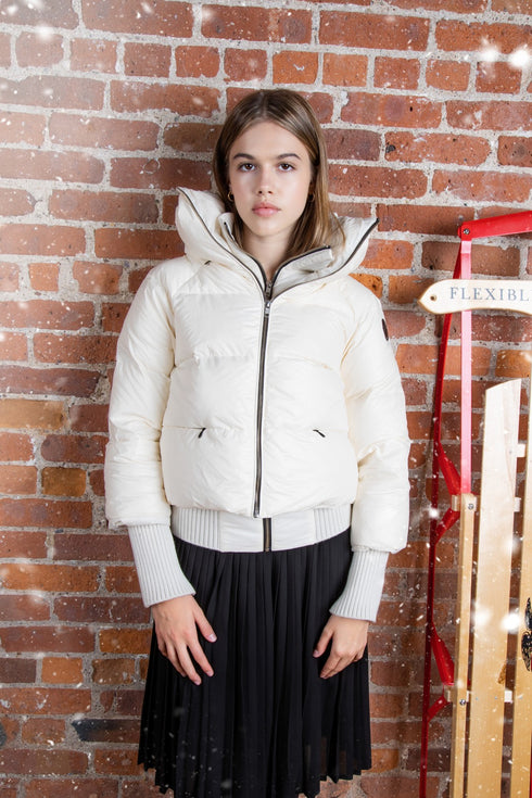 Ellabee Teen Double Zipper Bomber in Ivory