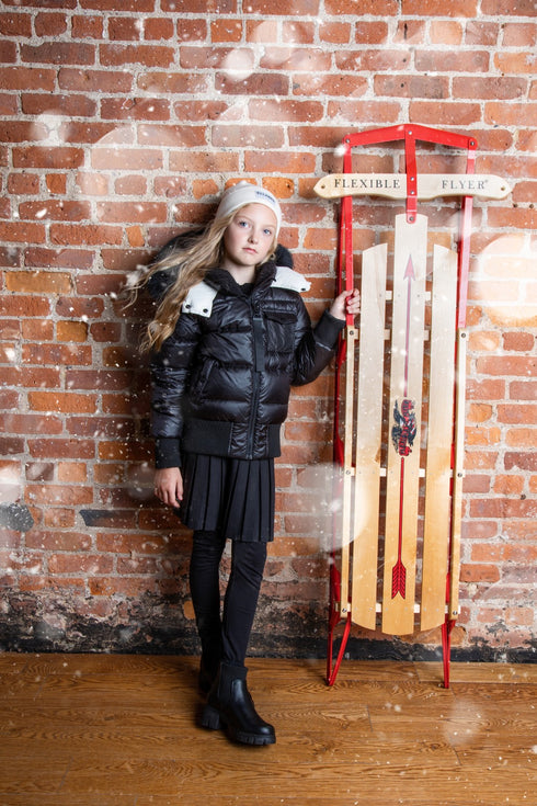 Ellabee Coat with White Lining and Black Fur