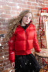Ellabee Red Bomber with Natural Fur