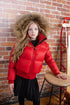 Ellabee Red Bomber with Natural Fur