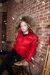 Ellabee Red Bomber with Natural Fur