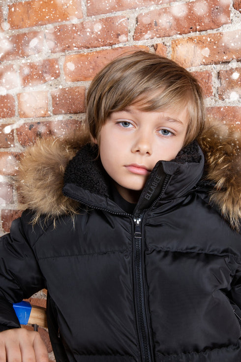 Ellabee Black Bomber with Natural Fur