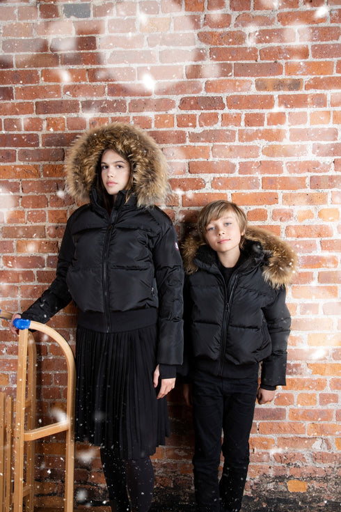 Ellabee Black Bomber with Natural Fur