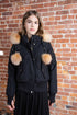Ellabee Black Bomber with Gold Fur & Pom Poms