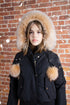 Ellabee Black Bomber with Gold Fur & Pom Poms
