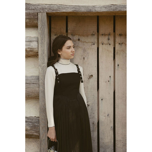 Ava & Lu Black Pleated Buckle Jumper & Top