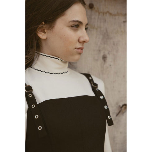 Ava & Lu Black Pleated Buckle Jumper & Top