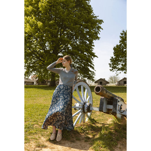 Ava and Lu Grey Floral Slip Dress & V Neck Sweater