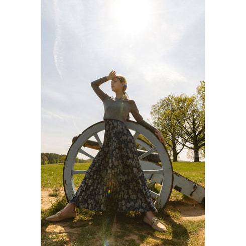 Ava and Lu Grey Floral Slip Dress & V Neck Sweater