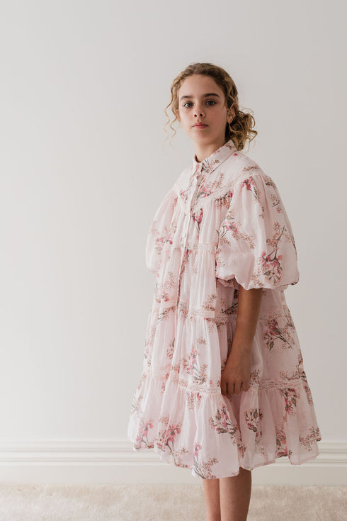 Petite Amalie Blush Orchid Linen Shirt Dress
