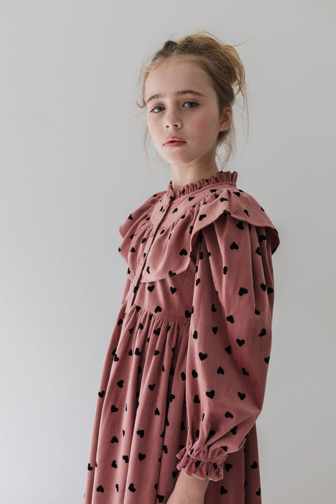 Steph Flocked Heart Cord Dress