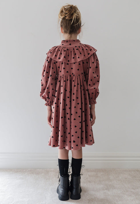 Steph Flocked Heart Cord Dress
