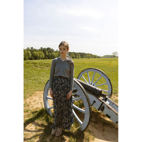 Ava and Lu Grey Floral Slip Dress & V Neck Sweater