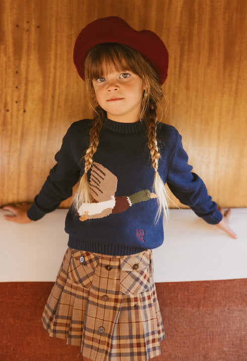 1984 Navy Knit Sweater with Duck Embroidery