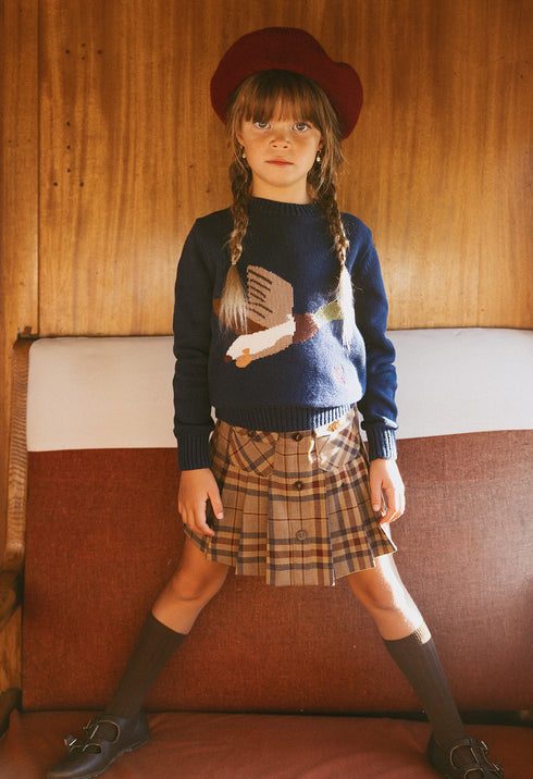 1984 Navy Knit Sweater with Duck Embroidery