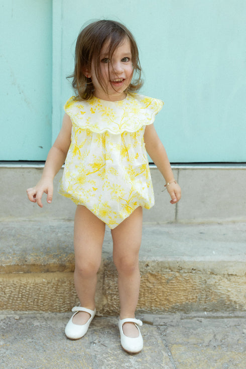 Noma Toile Print Romper in Yellow