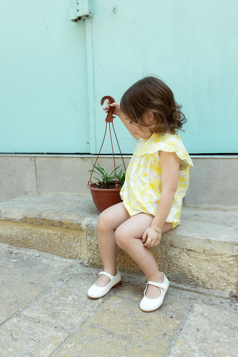 Noma Toile Print Romper in Yellow