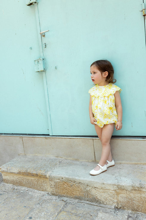 Noma Toile Print Romper in Yellow