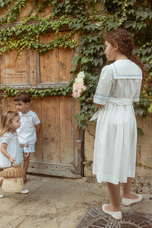 Noma Belted Dress with Sailor Collar