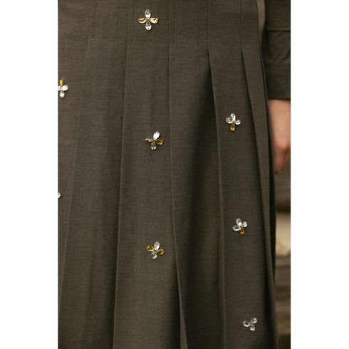 Ava and Lu Grey Embellished Skirt & Turtleneck