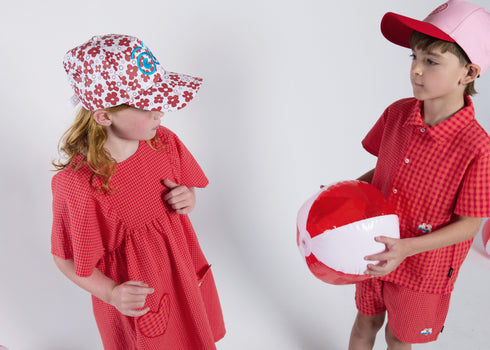 Loud Red Checked Dress with Heart Pockets
