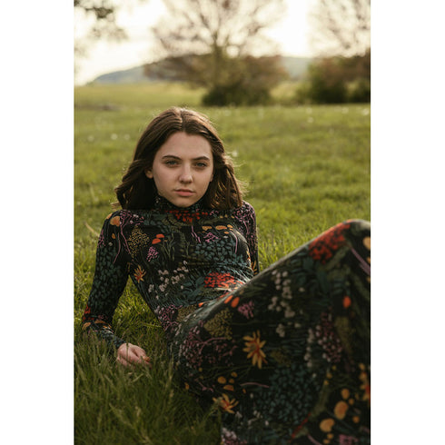 Ava and Lu Garden Floral Turtleneck Dress