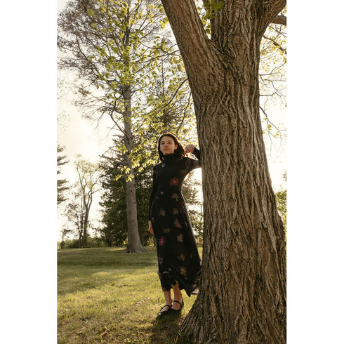 Ava and Lu Black Flower Studded Tulle Skirt & Top