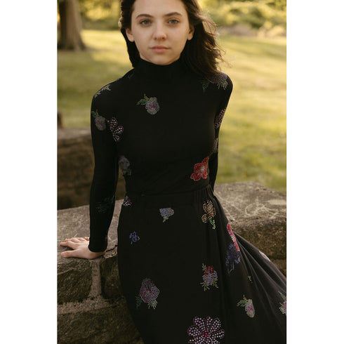 Ava and Lu Black Flower Studded Tulle Skirt & Top