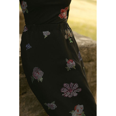 Ava and Lu Black Flower Studded Tulle Skirt & Top