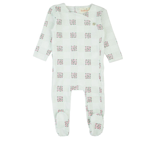 Bondoux Pink Floral Velour Footie & Hat