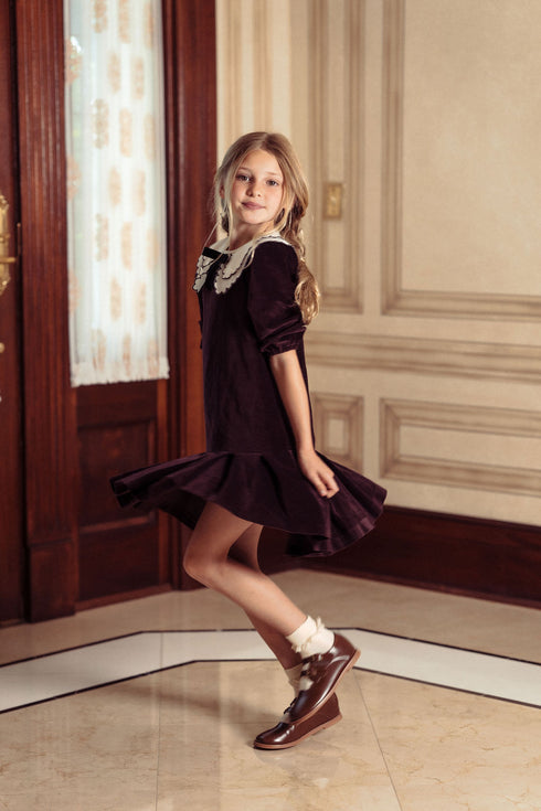 Pompomme Scallop Collar Shirt Insert Dress