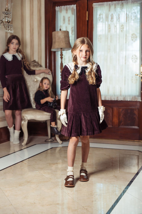 Pompomme Scallop Collar Shirt Insert Dress