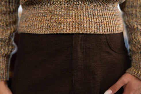 Luna Mae Kit Pocket Detail Skirt in Brown