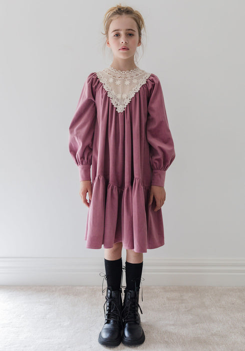 Steph Cord Crochet Yoke Dress