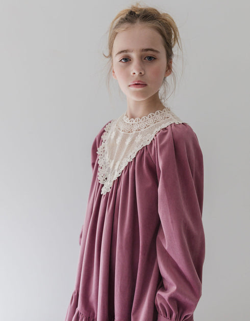 Steph Cord Crochet Yoke Dress