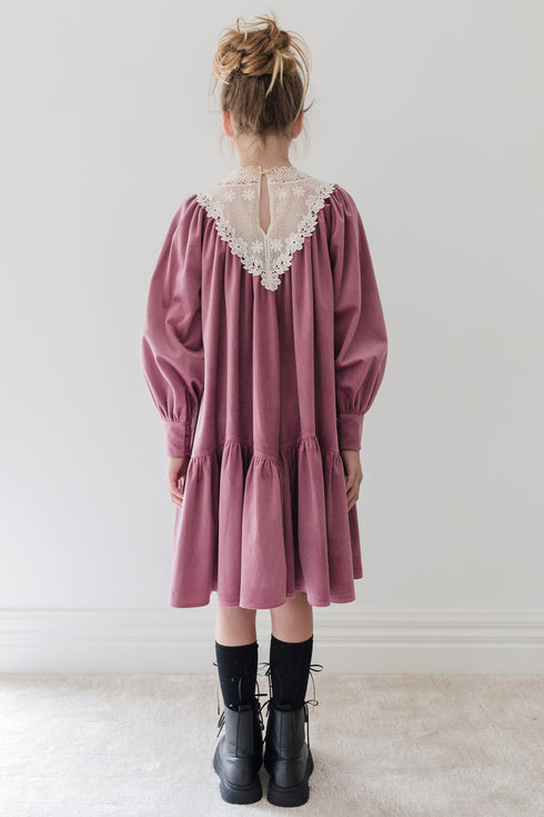 Steph Cord Crochet Yoke Dress