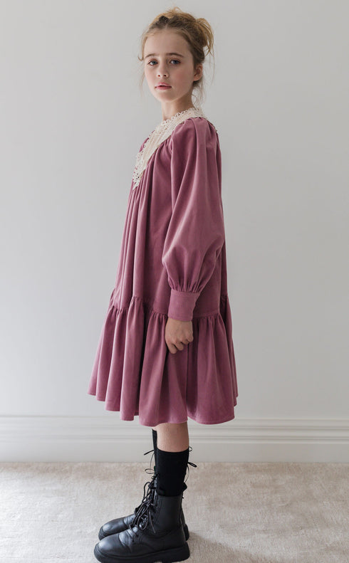 Steph Cord Crochet Yoke Dress