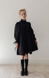Steph Black Cord Pleat Dress