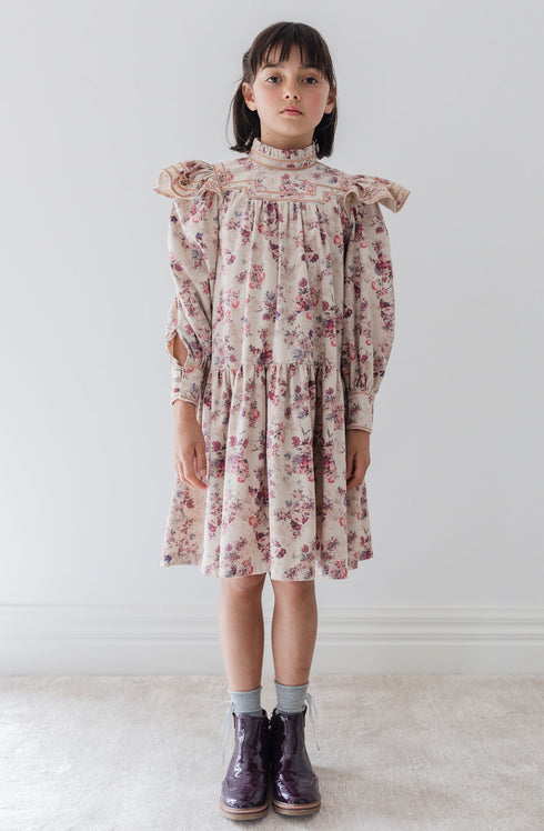 Steph Antique Floral Printed Cord Dress