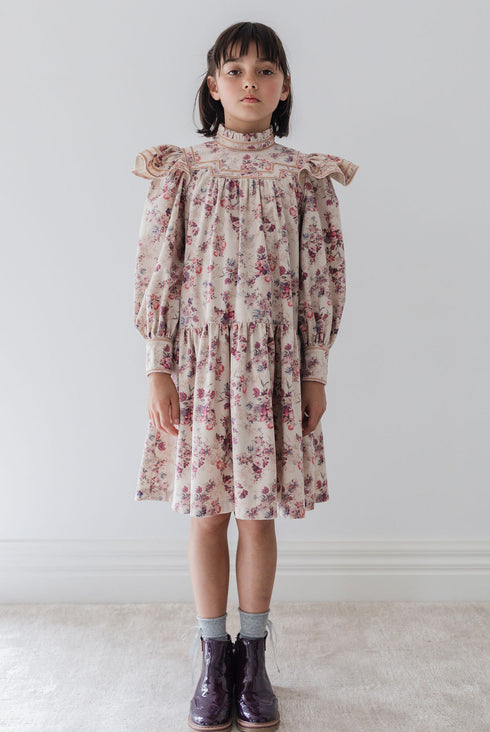 Steph Antique Floral Printed Cord Dress