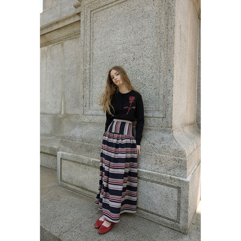 Ava and Lu Striped Skirt & Embroidered Cardigan