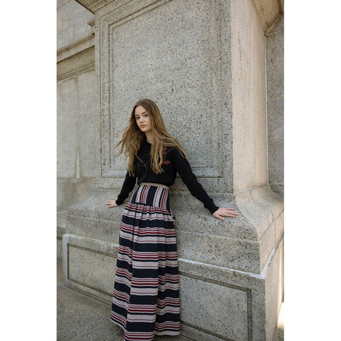 Ava and Lu Striped Skirt & Embroidered Cardigan