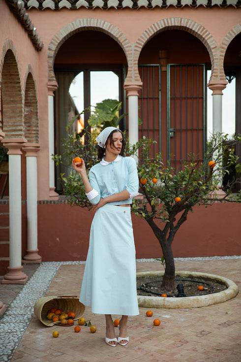 Noir Blue Chiffon Skirt Set