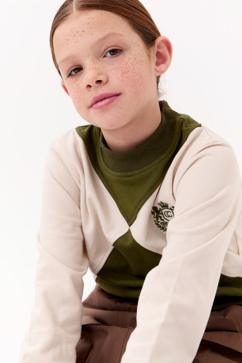 Crew Kids Gia Colorblock Sweatshirt Set in Green